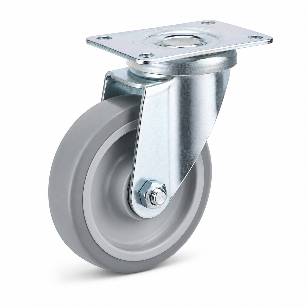 Roda Giratória 4" 10,16cm Cor Cinza