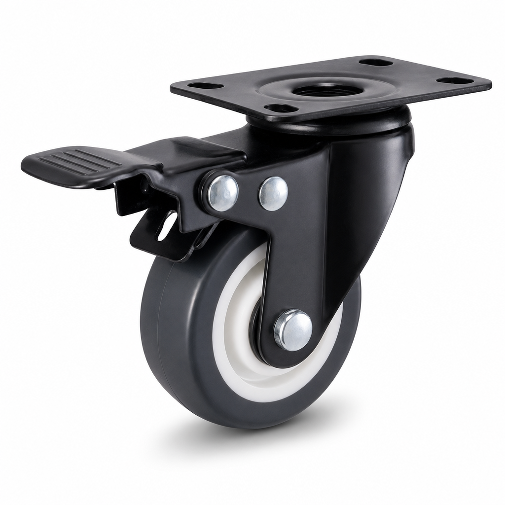 Roda Giratória 2" 5cm Cor Preta com Freio