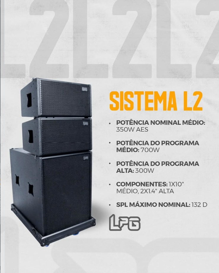 Sistema de Áudio LR L2 com Sub